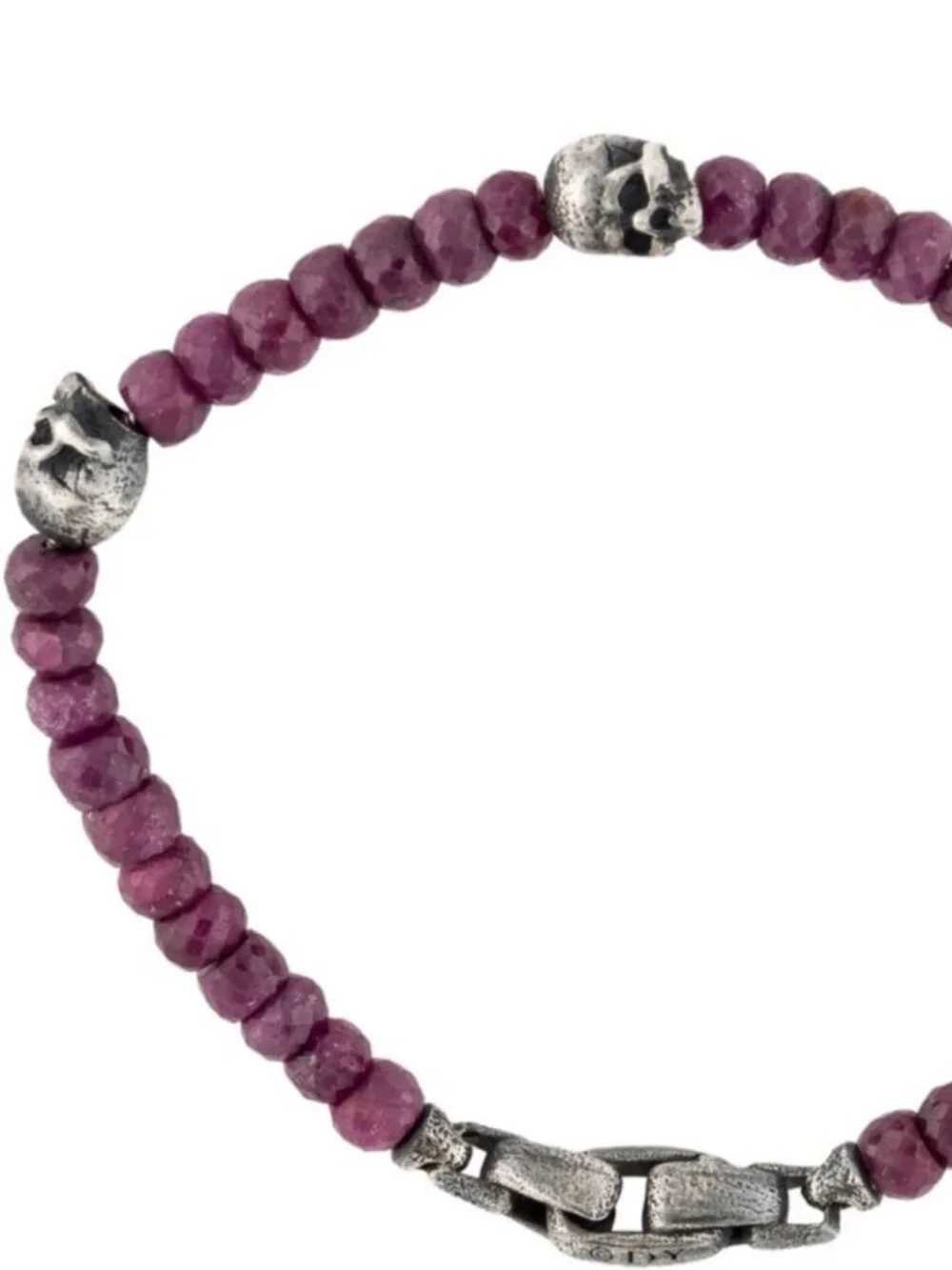 DAVID YURMAN STERLING SILVER 925 RUBY MEMENTO MORI BEAD BRACELET